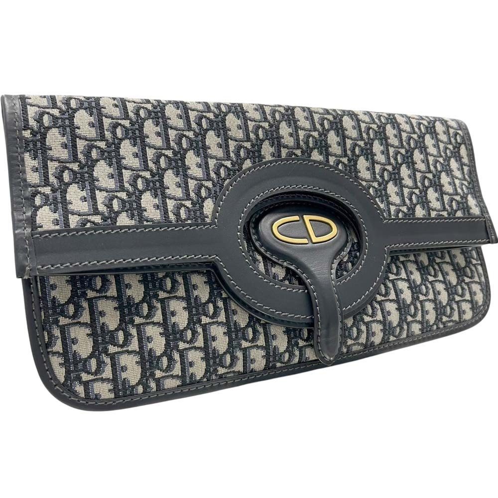 Christian Dior Trotter Clutch Bag Navy Blue Shoulder Bag